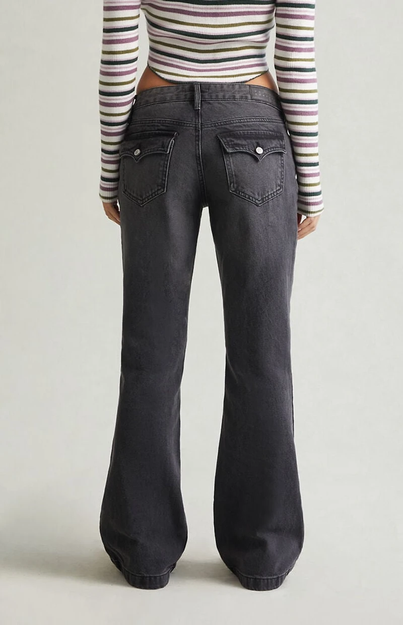 Pacsun Jade Low Rise Button Pocket Bootcut Jeans Faded Black