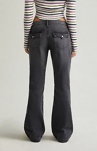 Pacsun Jade Low Rise Button Pocket Bootcut Jeans Faded Black