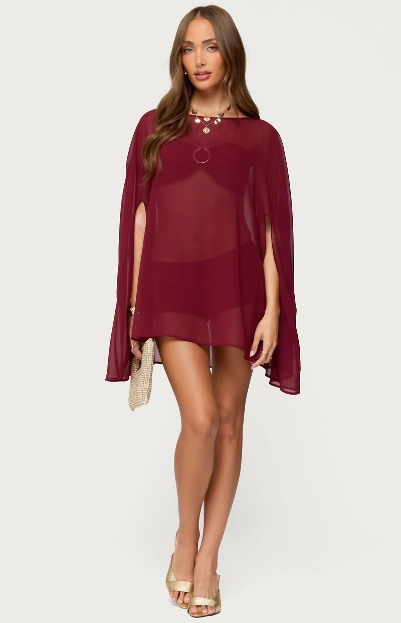 Edikted Mckenzie Sheer Chiffon Poncho
