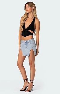 Edikted Cady Tie Front Cut Out Top