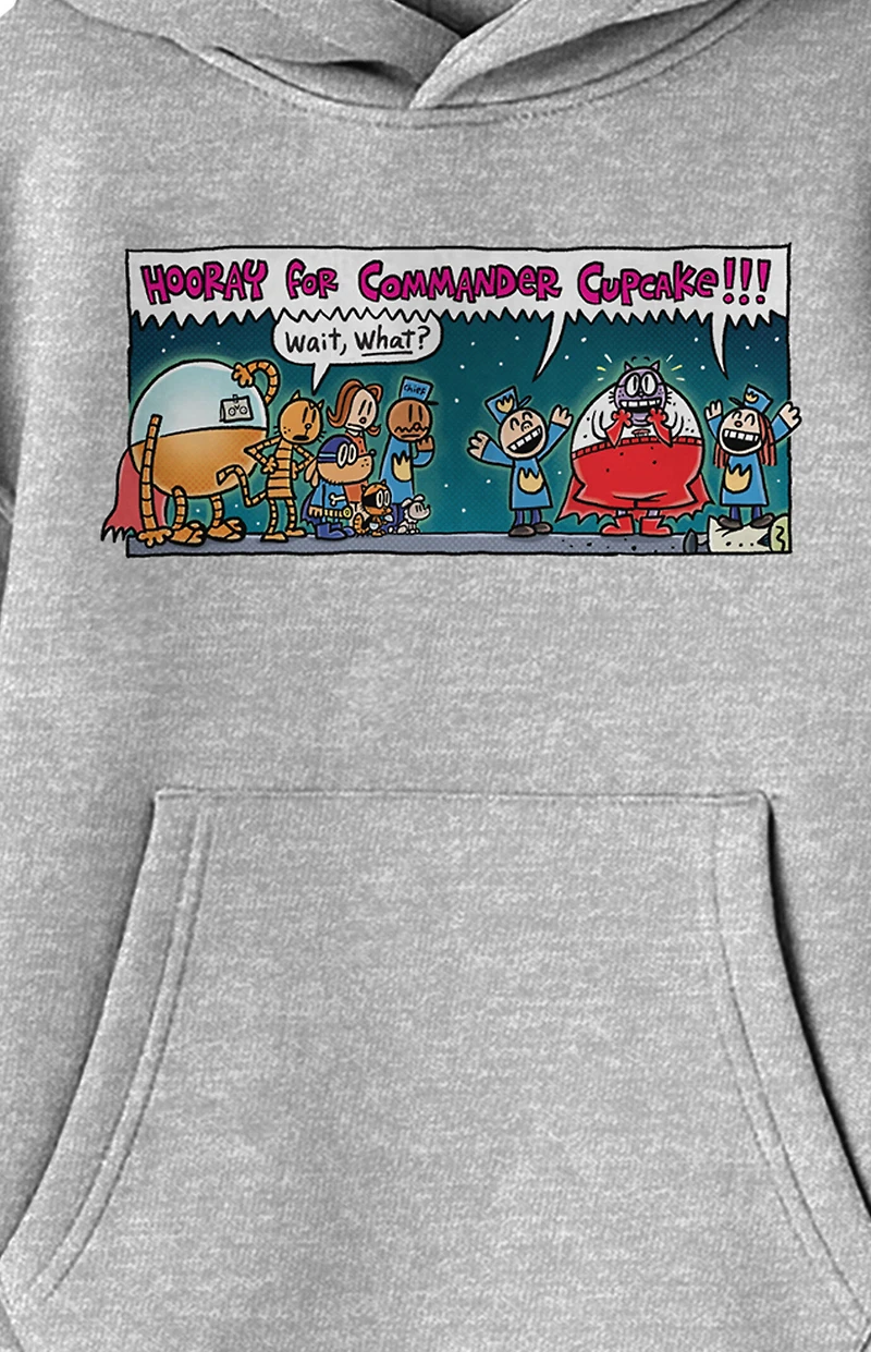 Kids Dog Man Hooray for Commander Cupcake Hoodie