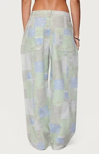 Edikted Patchwork Low Rise Baggy Jeans