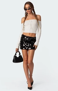 Edikted Sabina Low Rise Sequin Mini Skirt