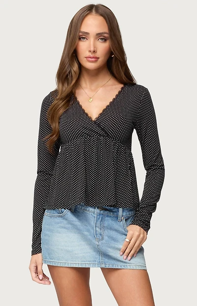Edikted Kenzie Long Sleeve Babydoll Top