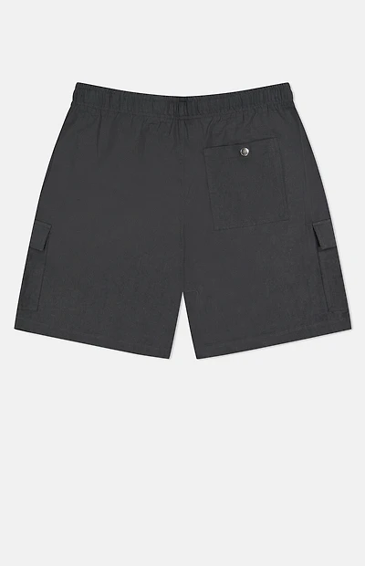 WeSC Black Linen Utility Cargo Shorts