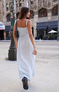 John Galt Blue Floral Tie Front Slip Dress