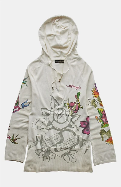 PS VINTAGE 2000s Ed Hardy V-Neck Pullover Hoodie