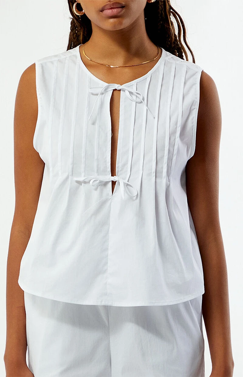 WEWOREWHAT Tie Front Flare Top