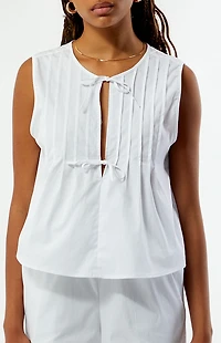 WEWOREWHAT Tie Front Flare Top