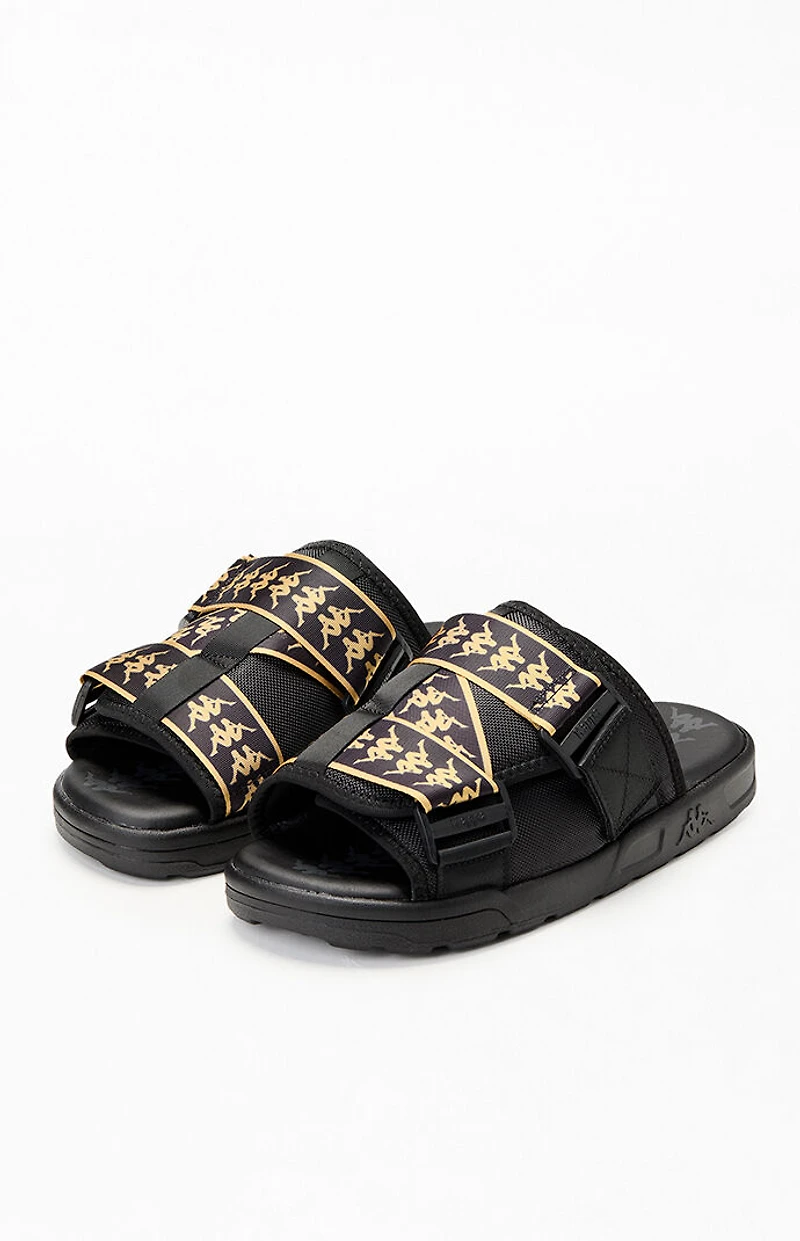 Kappa Black & Gold 222 Banda Mitel 1 Slide Sandals