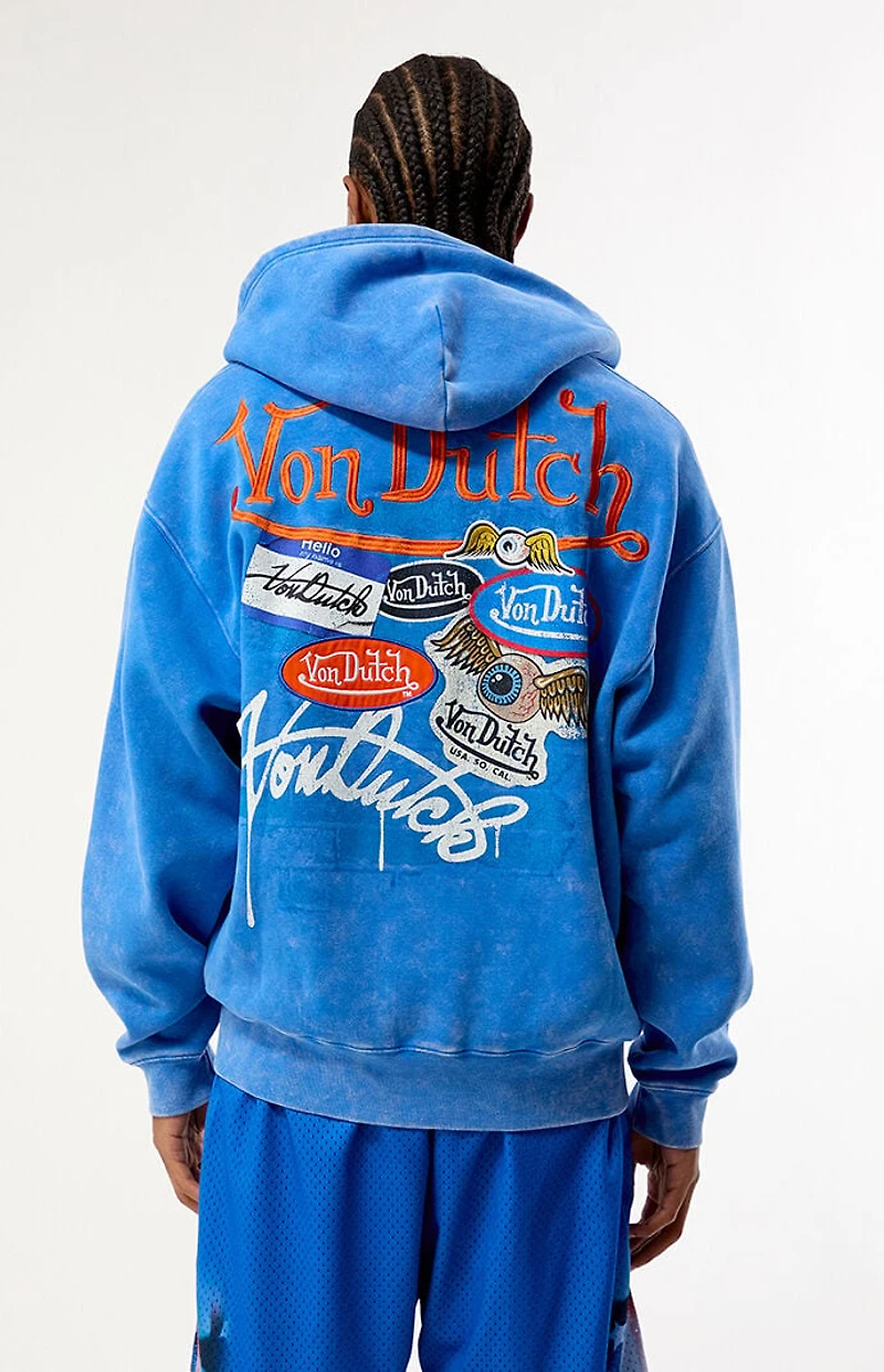 Von Dutch Logo Vintage Wash Full Zip Hoodie
