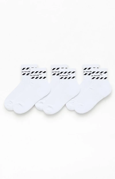 L/AB c/o Off-White 3 Pack Diagonal Stripe Quarter Crew Socks