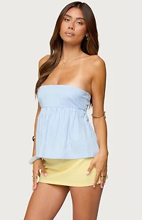 Edikted Maddie Strapless Striped Babydoll Top