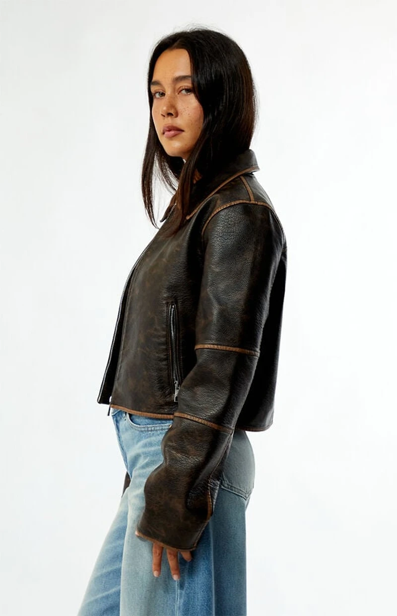 Pacsun Faux Leather Cropped Biker Jacket