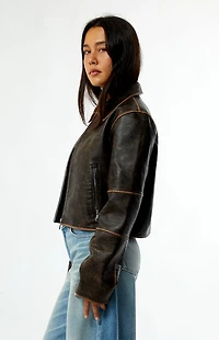 Pacsun Faux Leather Cropped Biker Jacket