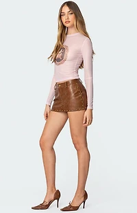 Edikted Vita Vintage Printed Mesh Top