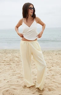 John Galt Yellow Anastasia Linen Baggy Lounge Pants