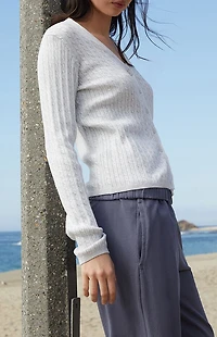 John Galt Silver Zoe Cable Knit Cardigan
