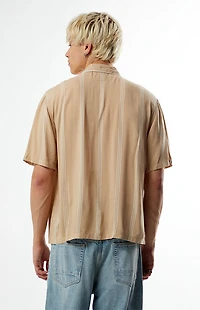 Pacsun Tan Striped Oversized Camp Shirt
