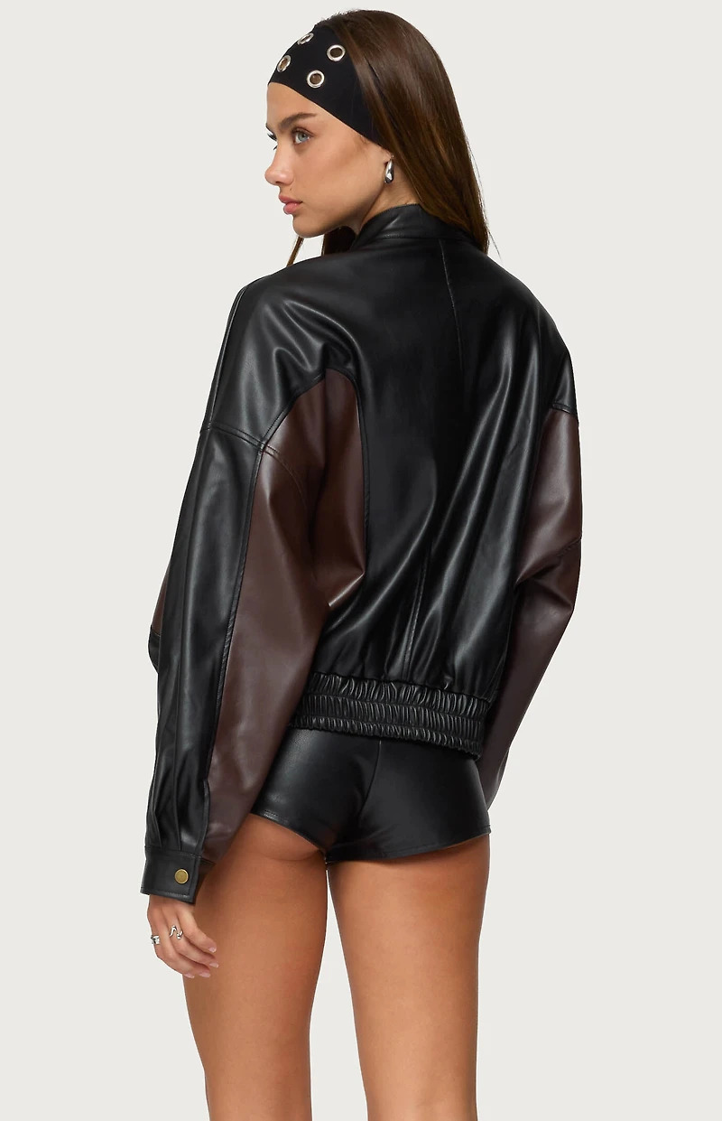 Edikted Lavena Contrast Faux Leather Jacket