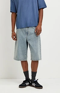 Pacsun Austin Extreme Baggy Jean Shorts Textured Slub Light Blue