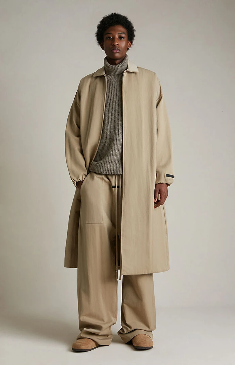 Fear of God ESSENTIALS Desert Sand Textured Nylon Trench Coat