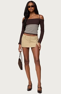 Edikted Darya Striped Off Shoulder Knit Top