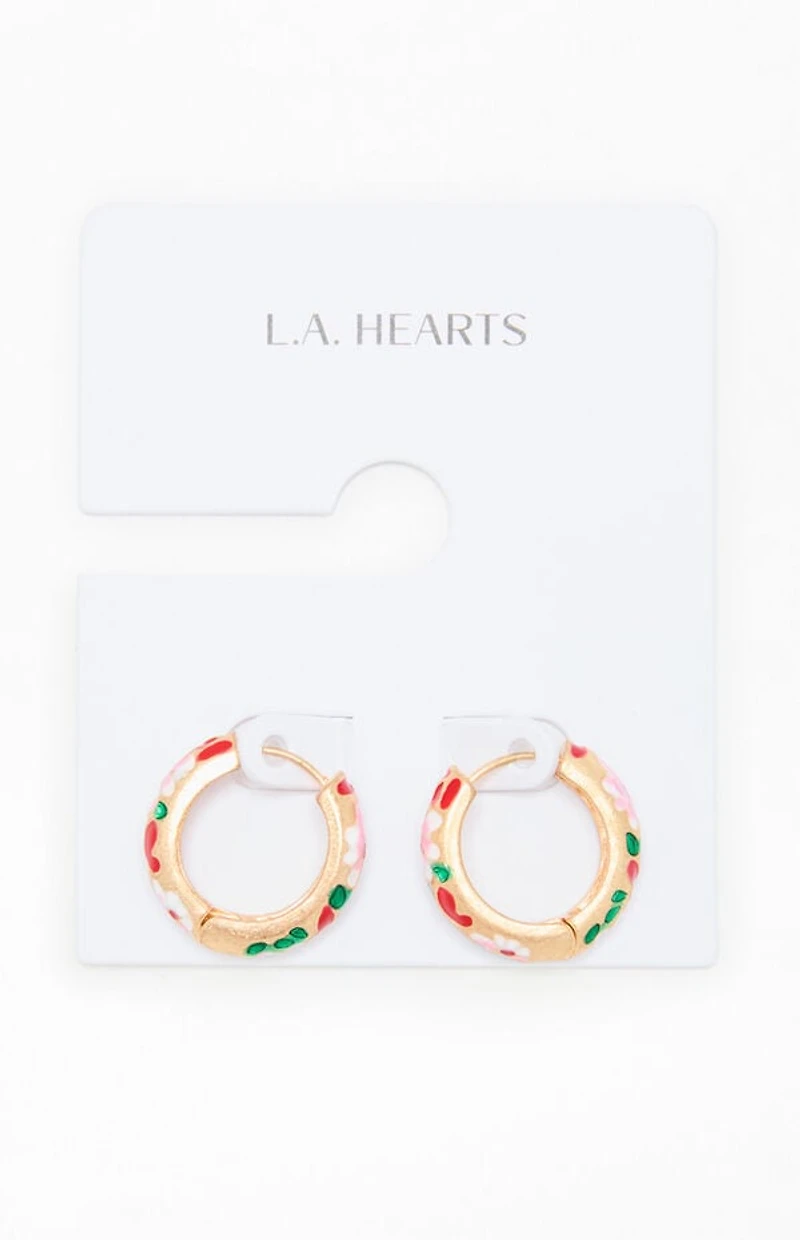 LA Hearts Floral Hoop Earrings