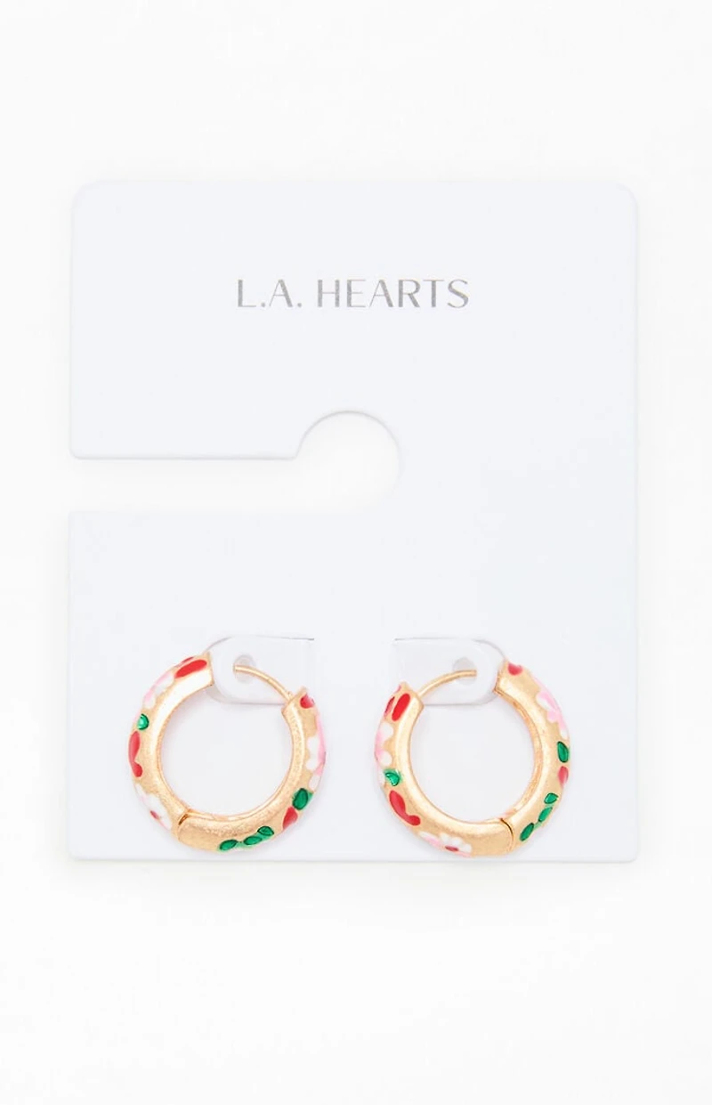 LA Hearts Floral Hoop Earrings