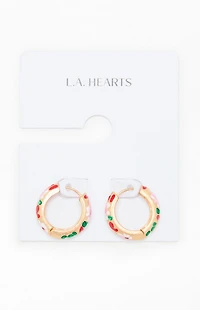 LA Hearts Floral Hoop Earrings