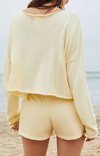 John Galt Yellow Cameron Cropped Sweater