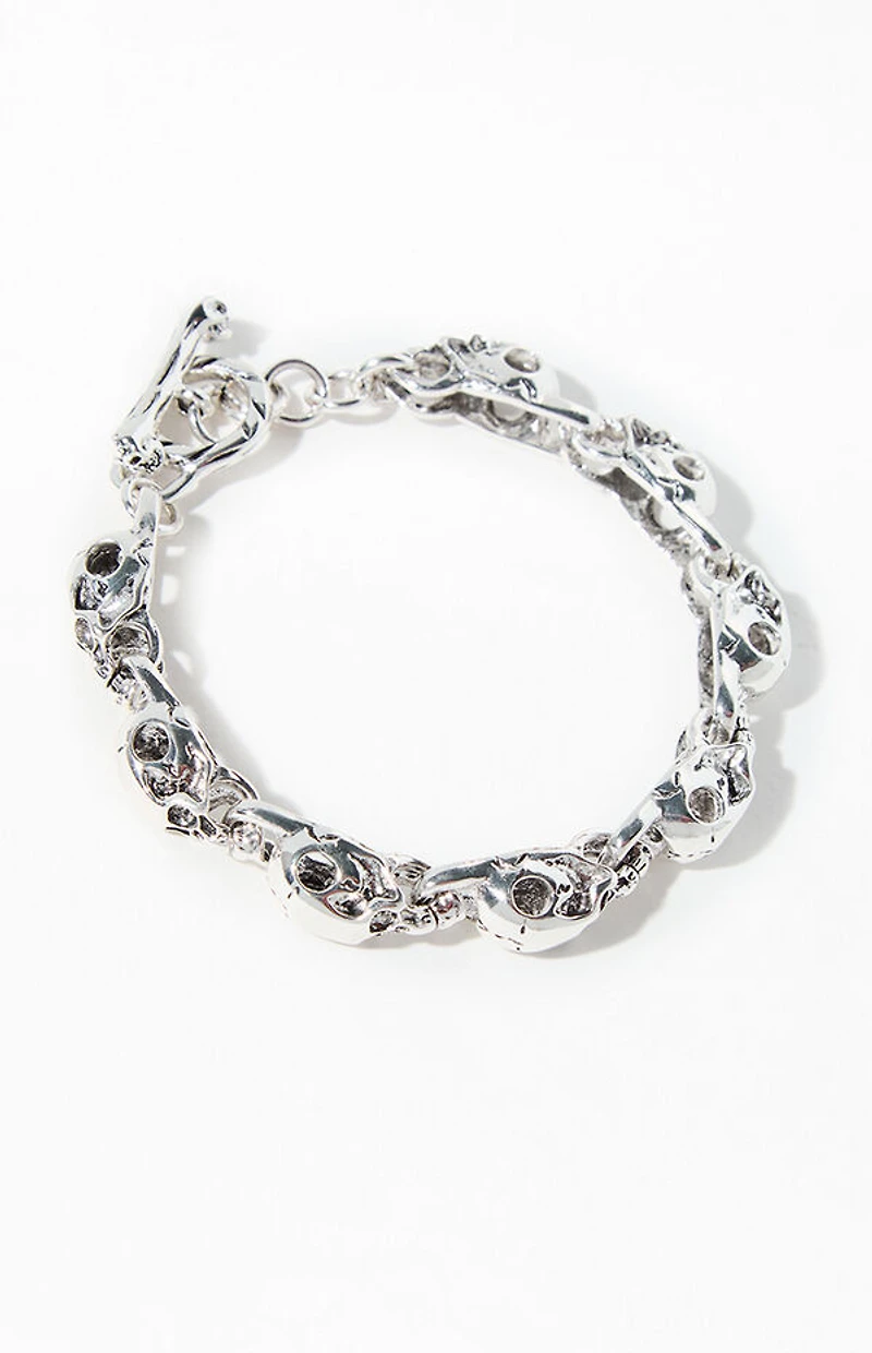 Pacsun Silver Skull And Bones Bracelet