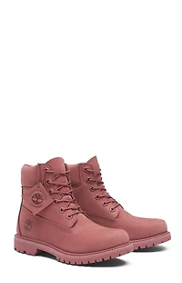 Timberland Women's Red Premium 6inch Waterproof Lace-Up Boots