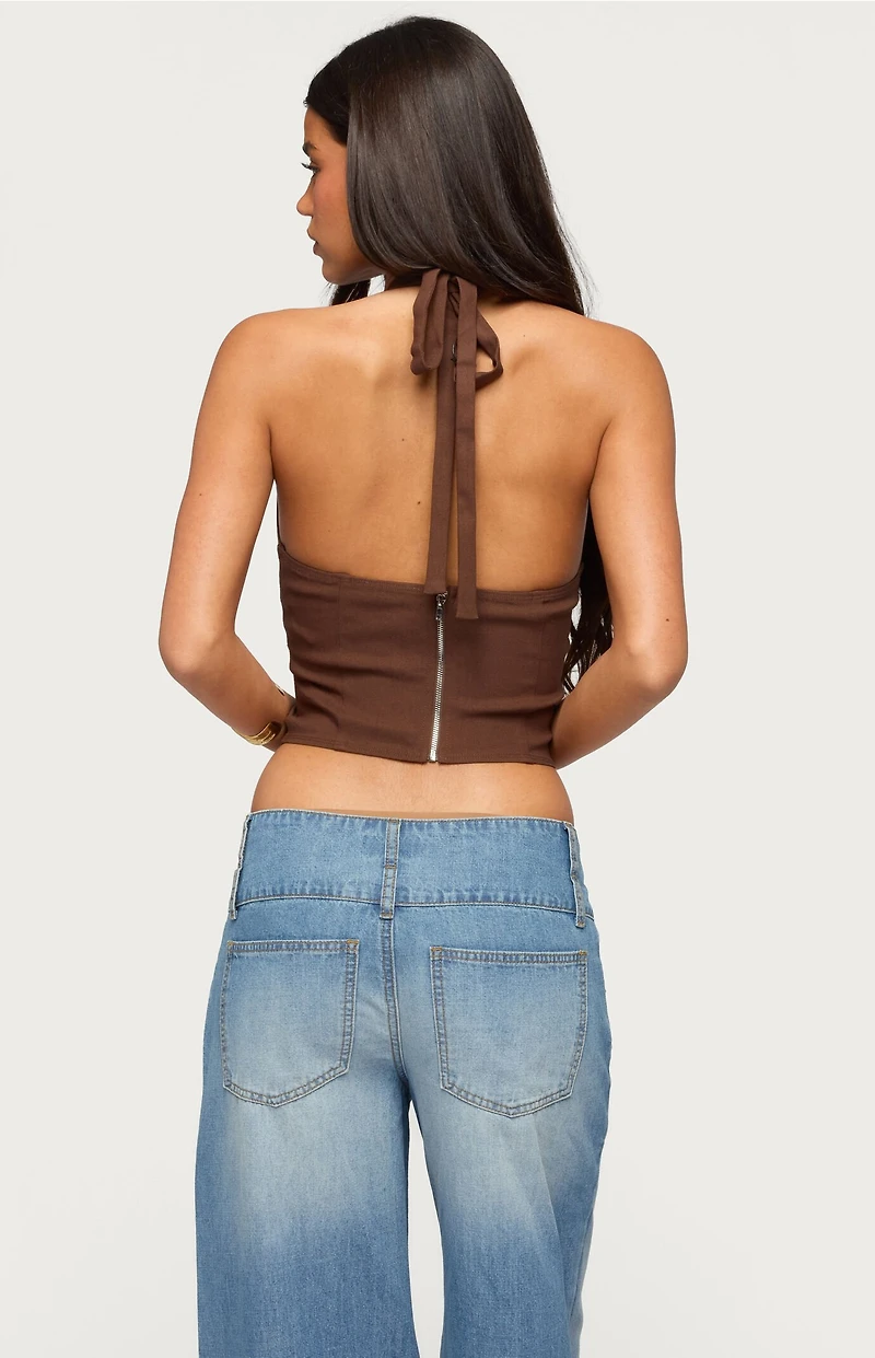Edikted Alira Fringed Panel Halter Top