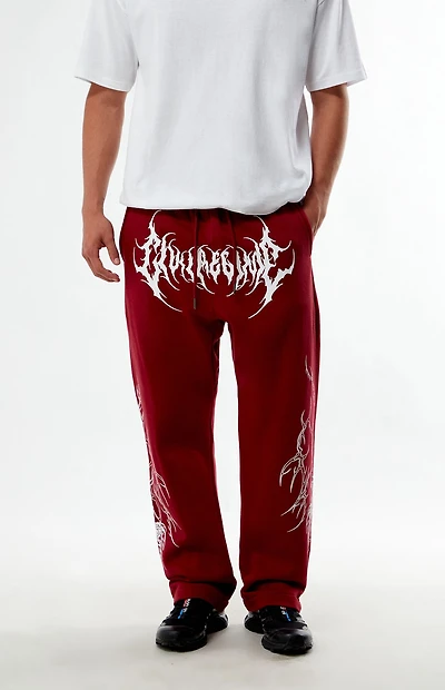 Civil Burgundy Chaos Thorns Straight Leg Sweatpants