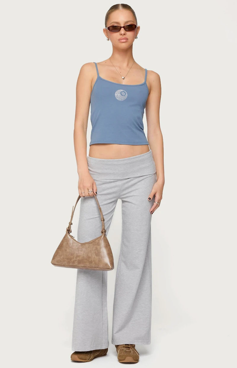 Edikted Petite Wide Leg Fold Over Pants