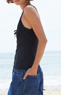 John Galt Black Amara Lace Tank Top