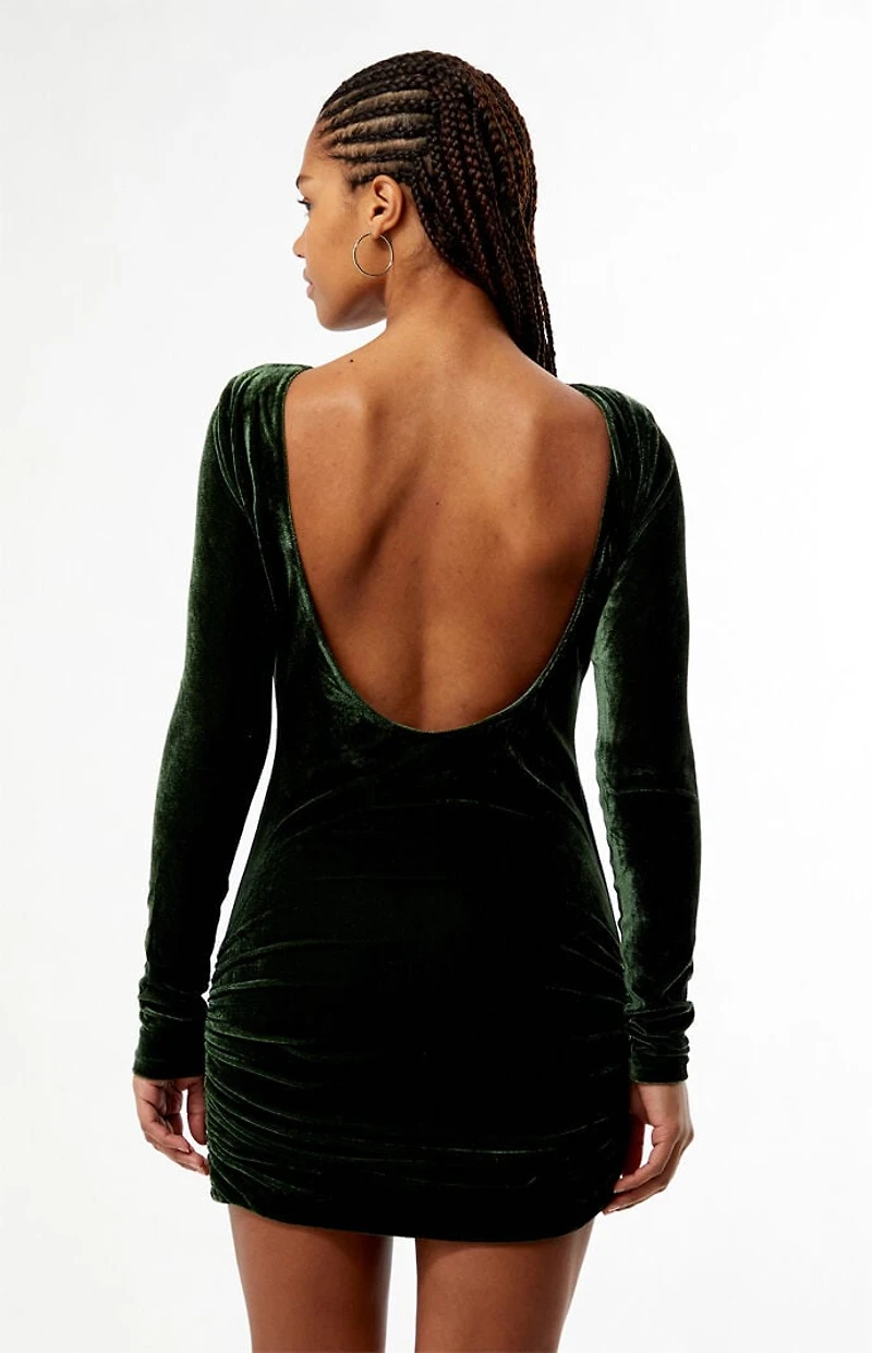 MINKPINK Sonja Velvet Open Back Long Sleeve Mini Dress