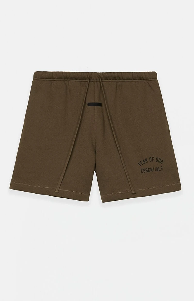 Fear of God ESSENTIALS Olive Fleece Soccer Sweat Shorts