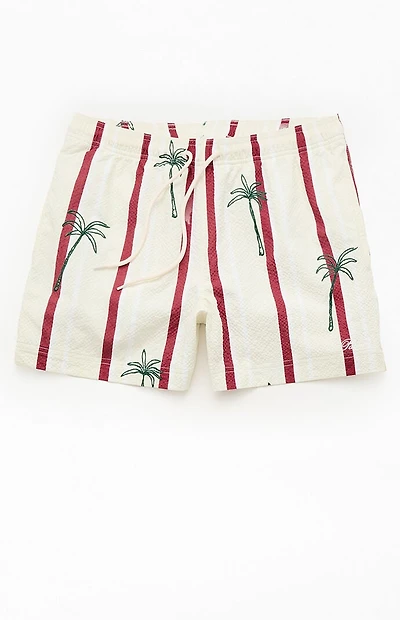 Pacsun Palm Striped Seersucker 4.5" Swim Trunks