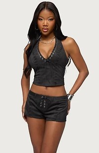 Edikted Sloane Faux Suede Halter Top