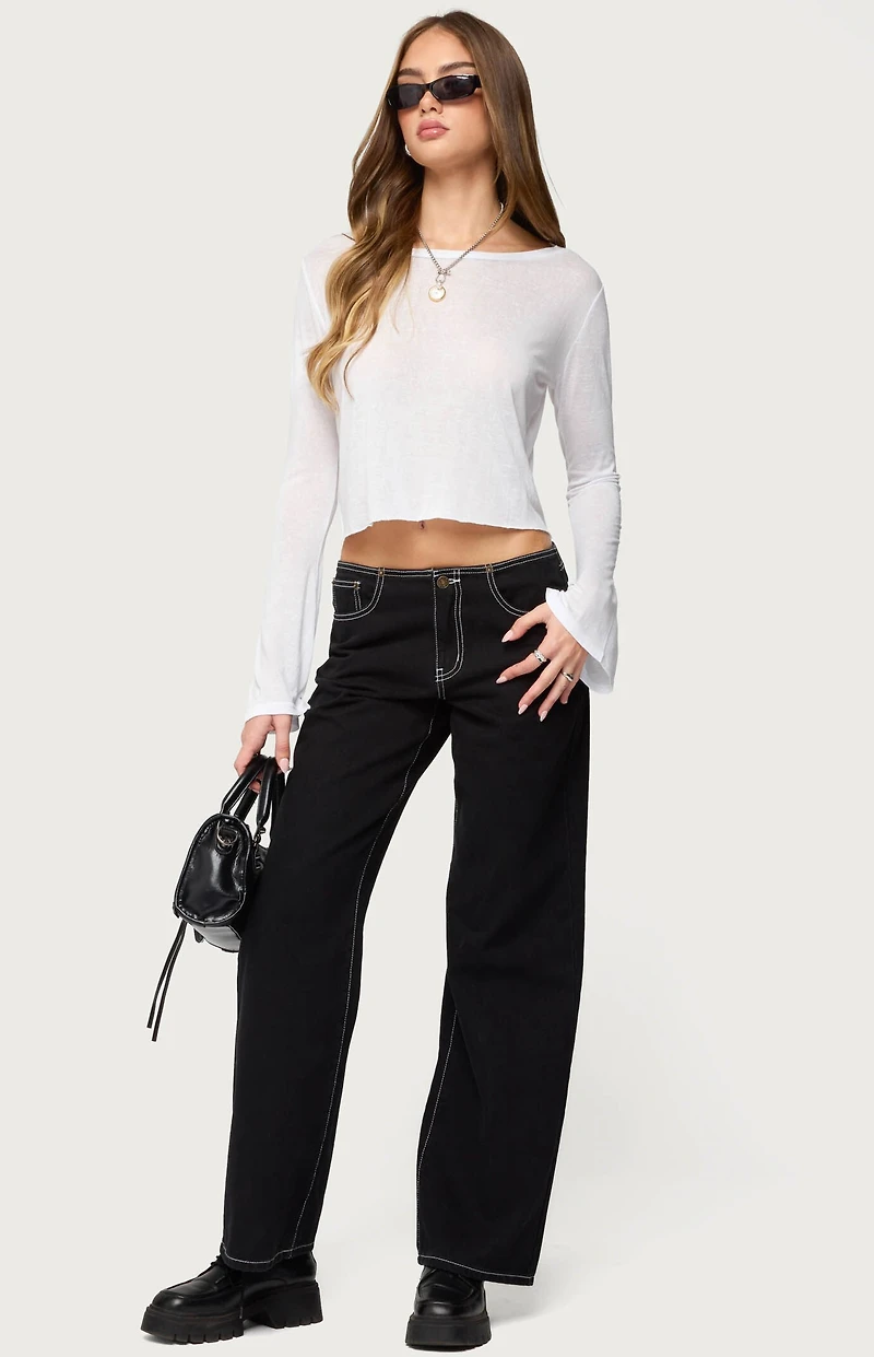 Edikted Catalena Long Sleeve Sheer Top