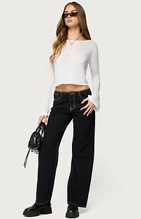 Edikted Catalena Long Sleeve Sheer Top