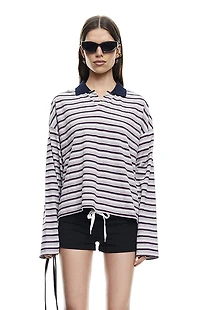 LIONESS Black & Gray Striped Rebels Jersey Long Sleeve Top