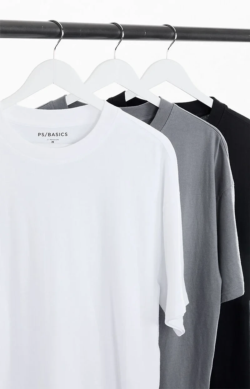 PS Basics 3 Pack Solid Basic Oversized T-Shirts