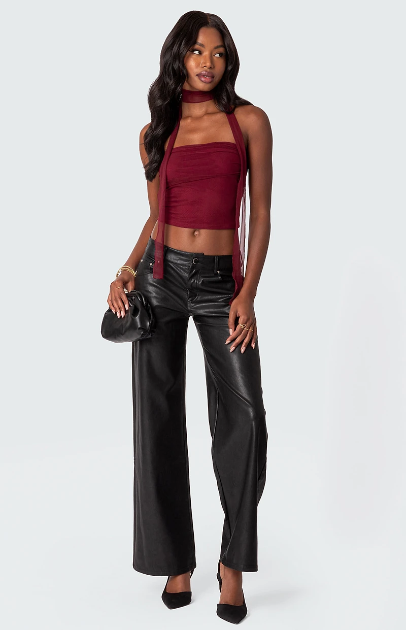 Edikted Faux Leather Straight Leg Pants