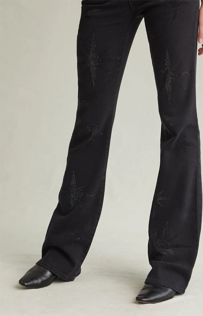 Pacsun Jade Low Rise Bootcut Jeans Stretch Rhinestone Star Black