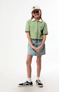Pacsun Kids Sage Bow Embroidered Cropped Polo Shirt