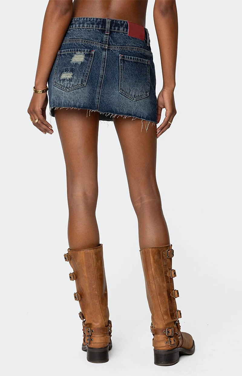 Edikted Hunter Distressed Denim Mini Skirt