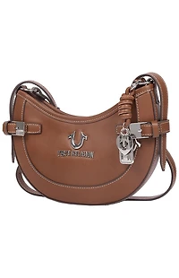 True Religion Brown Blake Smooth Belted Hobo Bag